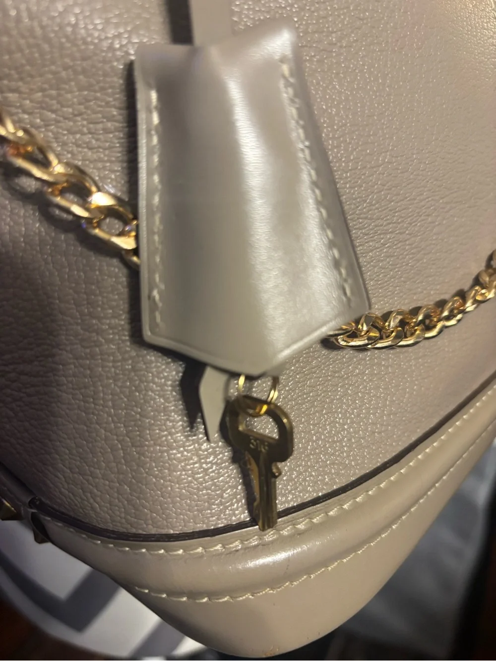 Louis Vuitton Suhali Leather Lockit PM Handbag in Taupe with Gold Chain
